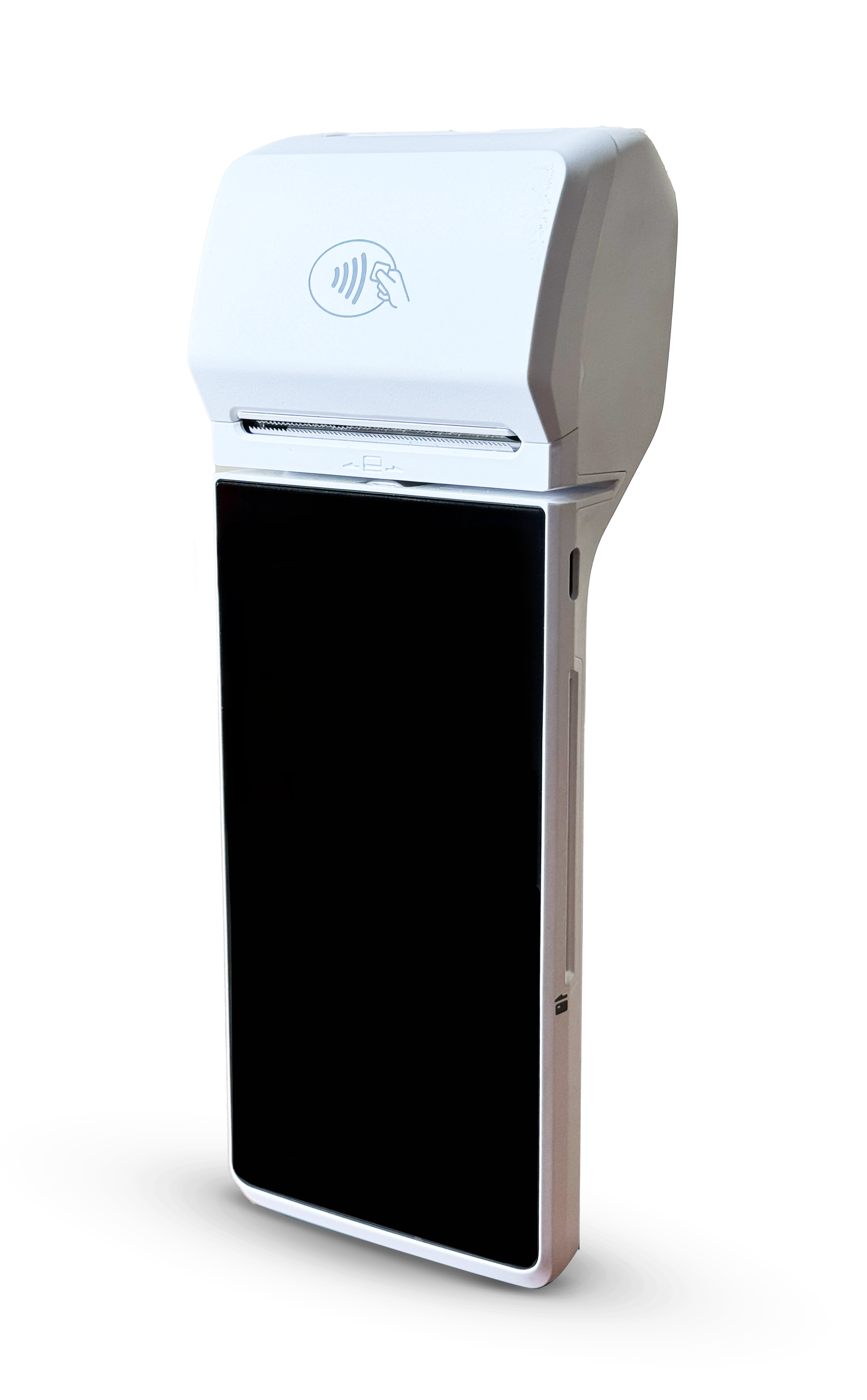 ezPigmy Android POS handheld device with built-in thermal receipt printer for doorstep pigmy collection