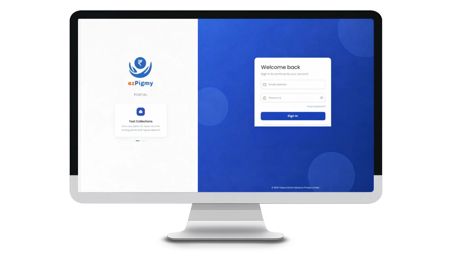 ezPigmy web portal for cooperative bank agent management, device tracking, and pigmy transaction oversight